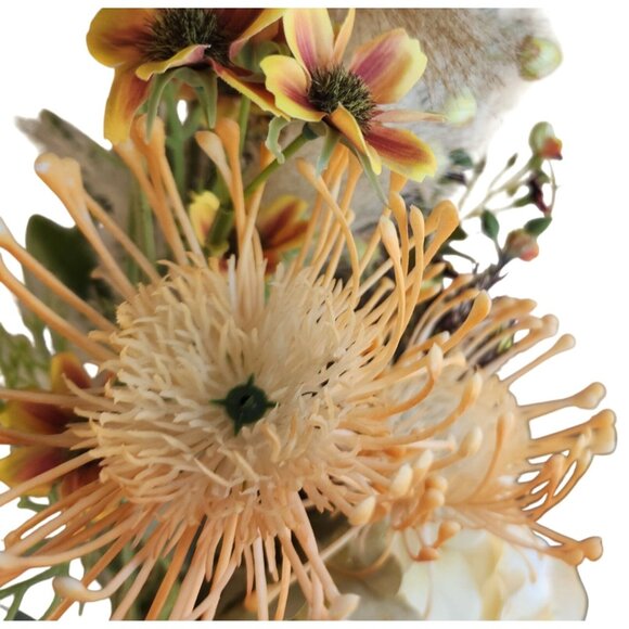 Hand Tied Artificial Flower Bouquet With faux hydrangeas pampas grass cream peac - Picture 13 of 16